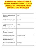NES Elementary Education Subtest II&colon;&NewLine;Science&comma; Health and Fitness&comma; Arts Exam&NewLine;Questions and Answers with Verified&NewLine;Solutions &vert; Latest Updated 2026