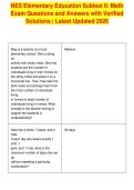 NES Elementary Education Subtest II&colon; Math&NewLine;Exam Questions and Answers with Verified&NewLine;Solutions &vert; Latest Updated 2026