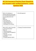 NJ Life Insurance Practice Exam Questions&NewLine;and Answers with Verified Solutions &vert; Latest&NewLine;Updated 2026