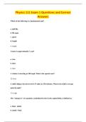 Physics 111 Exam 1 Questions and Correct&NewLine;Answers