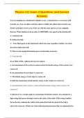 Physics 111 Exam 3 Questions and Correct&NewLine;Answers