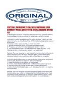 CRITICAL THINKING CLINICAL REASONING 2026 CORRECT FINAL QUESTIONS AND ANSWERS RATE