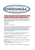 CRITICAL THINKING CLINICAL REASONING REVIEW CORRECT QUESTIONS AND ANSWERS