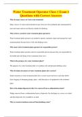 Water Treatment Operator Class 1 Exam 1&NewLine;Questions with Correct Answers