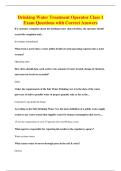 Drinking Water Treatment Operator Class 1&NewLine;Exam Questions with Correct Answers