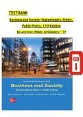 TEST BANK FOR BUSINESS AND SOCIETY&colon; STAKEHOLDERS&comma; ETHICS&comma; PUBLIC POLICY&comma; 17TH EDITION BY ANNE LAWRENCE AND JAMES WEBER &vert; ALL CHAPTERS &lpar;1&ndash;19&rpar; &vert; VERIFIED QUESTIONS AND CORRECT ANSWERS
