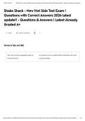 Shake Shack - New Hot Side Test Exam &vert; Questions with Correct Answers 2026 latest update&excl;&excl; - Questions & Answers &vert; Latest Already Graded A&plus;&NewLine;&NewLine;