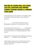BUQ END OF COURSE FINAL TEST PAPER&NewLine;2026 FULL QUESTIONS AND VERIFIED&NewLine;CORRECT ANSWERS GRADED A&plus; PREMIUM&NewLine;STUDY GUIDE