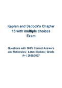 Kaplan and Sadock Chapter 15 Multiple Choice Exam Questions &vert; 100&plus; Correct Answers & Rationales &vert; 2026&ndash;2027 PDF