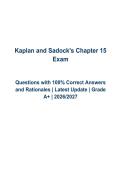 Kaplan and Sadock Chapter 15 Exam Questions &vert; 100&plus; Correct Answers & Rationales &vert; Psychiatry Review 2026&ndash;2027 PDF