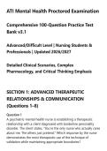 ATI Mental Health Proctored Examination&NewLine;Comprehensive 100-Question Practice Test&NewLine;Bank v3&period;1&NewLine;Advanced&sol;Difficult Level &vert; Nursing Students &&NewLine;Professionals &vert; Updated 2026&sol;2027