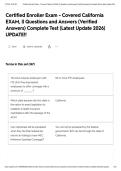 Certified Enroller Exam - Covered California EXAM&comma; &vert;&vert; Questions and Answers &lpar;Verified Answers&rpar; Complete Test &lpar;Latest Update 2026&rpar; UPDATE&excl;&excl;&NewLine;&NewLine;