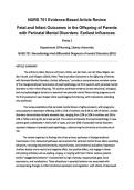 NURS 751&colon; Neurobiology and Differential Diagnosis of Mental Disorders &lpar;B01&rpar;&comma; Liberty University &ndash; Evidence-Based Article Review&colon; Fetal and Infant Outcomes in the Offspring of Parents with Perinatal Mental Disorders&colon; Earliest Influences &lpar;Group 1&rpar;