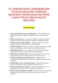 NC ASSISTED LIVING ADMINISTRATOR &NewLine;STATE EXAMINATION COMPLETE &NewLine;QUESTIONS AND DETAILED SOLUTIONS &NewLine;LATEST UPDATE THIS YEAR JUST &NewLine;RELEASED