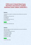 CWB Level 2 Closed Book Exam&NewLine;Questions and Answers Verified&NewLine;Solutions Latest Update &lpar;2026&sol;2027&rpar;