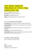 TEST BANK COMPLETE PRINCIPLES OF ETHICS FINAL EXAM ETHCS 445