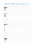 ACT Practice Math Problems Questions with Correct Answers