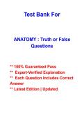 Anatomy Test Bank &vert; 100&plus; True or False Questions with Expert-Verified Answers &vert; Latest Edition 2026&ndash;2027