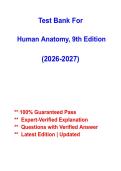 Human Anatomy 9th Edition Test Bank &vert; Comprehensive Practice Questions with Correct Answers &vert; Latest Update 2026&ndash;2027