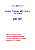 Seeley's Anatomy & Physiology 13th Edition Test Bank &vert; Comprehensive Practice Questions & Answers &vert; 2026&ndash;2027 PDF