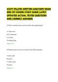 SCOTT PILATES WRITTEN ANATOMY EXAM END OF COURSE STUDY GUIDE LATEST UPDATED
