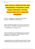 DOD INITIAL ORIENTATION AND &NewLine;AWARENESS TRAINING &lpar;FINAL &NewLine;EXAM&rpar; 2026&sol;2027 ACTUAL &NewLine;QUESTIONS WITH VERIFIED &NewLine;ANSWERS&period;