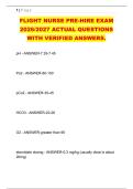 FLIGHT NURSE PRE-HIRE EXAM &NewLine;2026&sol;2027 ACTUAL QUESTIONS &NewLine;WITH VERIFIED ANSWERS&period; 