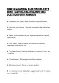 BIOS 251 ANATOMY AND PHYSIOLOGY I&NewLine;EXAM 1 ACTUAL EXAMINATION 2026&NewLine;QUESTIONS WITH ANSWERS