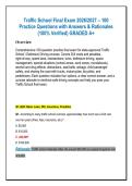 Traffic School Final Exam 2026&sol;2027 &ndash; 100&NewLine;Practice Questions with Answers & Rationales&NewLine;&lpar;100&percnt; Verified&rpar; GRADED A&plus;