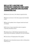 BIOS 251 TEST 2 ANATOMY AND&NewLine;PHYSIOLOGY I COMPLETE STUDY GUIDE&NewLine;2026 FULL QUESTIONS AND SOLUTIONS&NewLine;GUARANTEED PASS
