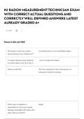 NJ RADON MEASUREMENT TECHNICIAN EXAM WITH CORRECT ACTUAL QUESTIONS AND CORRECTLY WELL DEFINED ANSWERS LATEST ALREADY GRADED A&plus;