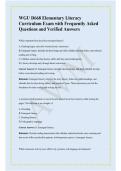 WGU D668 Elementary Literacy Curriculum Exam with Frequently Asked Questions and Verified Answers