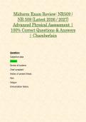 Midterm Exam Review&colon; NR509 &sol; NR 509 &lpar;Latest 2026 &sol; 2027&rpar; Advanced Physical Assessment &vert; 100&percnt; Correct Questions & Answers &vert; Chamberlain