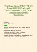 Midterm & Final Exam Review&colon; NR509 &sol; NR 509 Advanced Physical Assessment &lpar;Latest 2026 &sol; 2027 Updates STUDY BUNDLE WITH COMPLETE SOLUTIONS&rpar; &vert; 100&percnt; Correct &vert; Grade A - Chamberlain