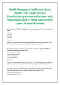 NAMS Menopause Certification Exam &lpar;MSCP&rpar;-Full-Length Practice Examination&colon; questions and answers with rationales&sol;graded A&plus;&sol;2026 update&sol;100&percnt; correct &sol;instant download