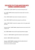 D335 INTRO TO PYTHON QUESTIONS WITH &NewLine;CORRECT ANSWERS 2026&sol;2027