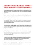 D402 STUDY GUIDE FOR OA FROM PA &NewLine;QUESTIONS WITH CORRECT ANSWERS 