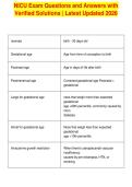 NICU Exam Questions and Answers with&NewLine;Verified Solutions &vert; Latest Updated 2026