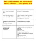 NICU Exam Questions and Answers with&NewLine;Verified Solutions &vert; Latest Updated 2026