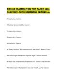 BIO 202 EXAMINATION TEST PAPER 2026 QUESTIONS WITH SOLUTIONS GRADED A&plus;
