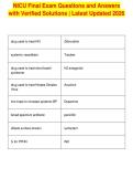 NICU Final Exam Questions and Answers&NewLine;with Verified Solutions &vert; Latest Updated 2026