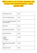 NICU Levels &lpar;I&comma; II&comma; III&comma; IV&rpar; Exam Questions and&NewLine;Answers with Verified Solutions &vert; Latest&NewLine;Updated 2026