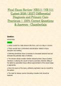 Midterm & Final Exam Review&colon; NR511 &sol; NR 511 Differential Diagnosis and Primary Care Practicum &lpar;Latest 2026 &sol; 2027 Updates STUDY BUNDLE WITH COMPLETE SOLUTIONS&rpar; &vert; 100&percnt; Correct &vert; Grade A - Chamberlain