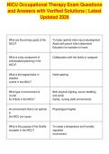 NICU Occupational Therapy Exam Questions&NewLine;and Answers with Verified Solutions &vert; Latest&NewLine;Updated 2026