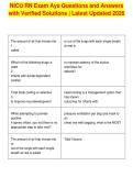 NICU RN Exam Aya Questions and Answers&NewLine;with Verified Solutions &vert; Latest Updated 2026