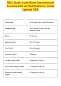 NICU Study Guide Exam Questions and&NewLine;Answers with Verified Solutions &vert; Latest&NewLine;Updated 2026