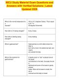 NICU Study Material Exam Questions and&NewLine;Answers with Verified Solutions &vert; Latest&NewLine;Updated 2026&NewLine;