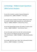 Criminology - Midterm Exam Questions With Correct Answers