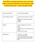 Ped&colon; NICU neonatal intensive care unit and&NewLine;follow up Exam Questions and Answers with&NewLine;Verified Solutions &vert; Latest Updated 2026