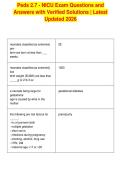 Peds 2&period;7 - NICU Exam Questions and&NewLine;Answers with Verified Solutions &vert; Latest&NewLine;Updated 2026